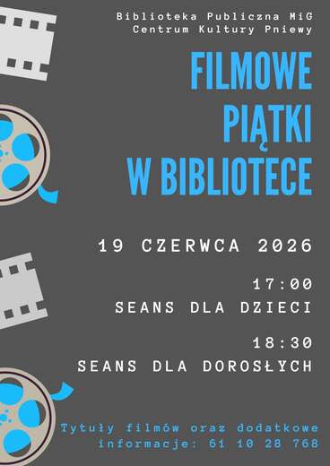 Plakat filmowe piątki w bibliotece