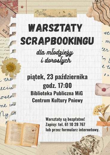 Plakat warsztaty scrapbookingu