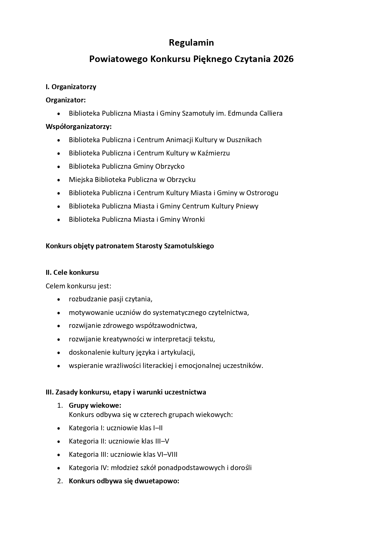 Regulamin Powiatowego Konkursu Pięknego Czytania 2026_page-0001