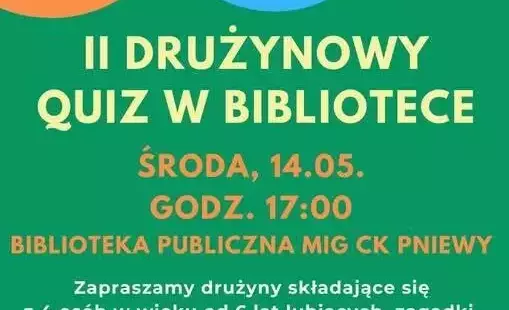 Plakat II Drużynowy Quiz w Bibliotece