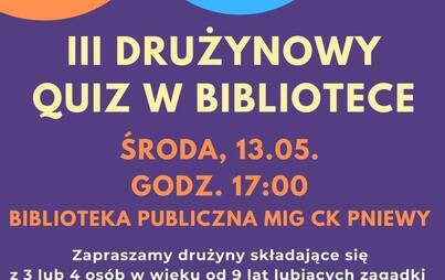 III Drużynowy quiz w bibliotece plakat